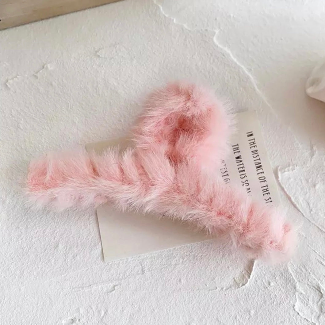 Pink Fluffy Claw Clip